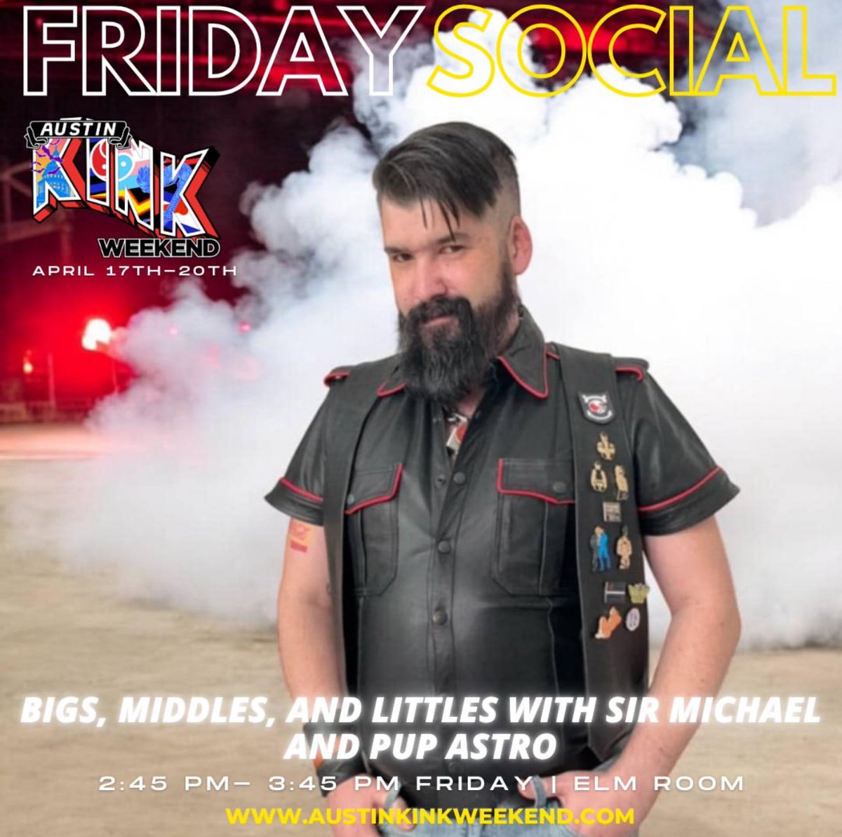 If you are going to <a href="/atxkinkweekend/">austinkinkweekend</a>, this Friday join <a href="/Astr0_pup/">Astro pup</a> and I, as we host the Bigs, Middles and Littles Social!