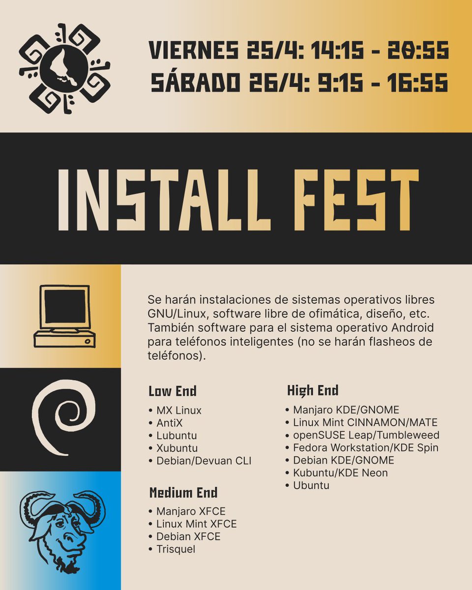 flisoluy_'s tweet photo. 💻 Durante ambos días se van a estar llevando a cabo las siguientes actividades continuas:

📀 Install Fest

💿 LAN Party

🔗 Más informaciónhttps://wiki.flisol.uy/montevideo/2025

@esp_Colabora https://t.co/0bYMsCS32Z
