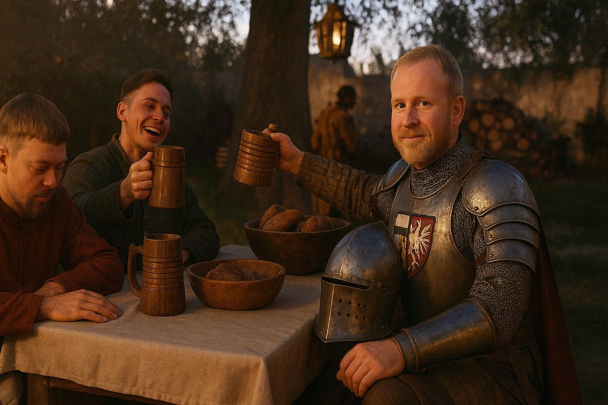 Nach einem erfolgreichen Tag auf dem Schlachtfeld bei #KCD2 mit den Jungs einen heben. 🍻 
#KingdomComeDeliverance2 #bestrpg #kcd #chatgpt
