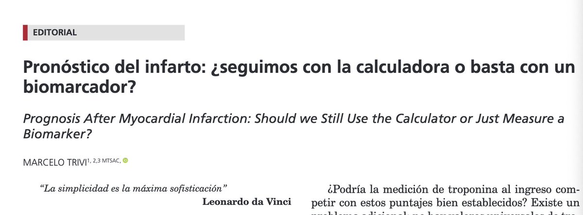RAC (@revistarac) on Twitter photo Pronóstico del infarto: ¿seguimos con la calculadora o basta con un biomarcador?
Gran editorial por <a href="/TriviMarcelo/">Marcelo Trivi</a>
rac.sac.org.ar/index.php/rac/… Pronóstico del infarto: ¿seguimos con la calculadora o basta con un biomarcador?
Gran editorial por <a href="/TriviMarcelo/">Marcelo Trivi</a>
rac.sac.org.ar/index.php/rac/…