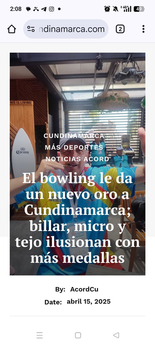 Bowling le da un nuevo oro a Acord Cundinamarca, billar, micro y tejo ilusionan con más medallas. #YoSoyCundi acordcundinamarca.com/2025/04/15/el-…