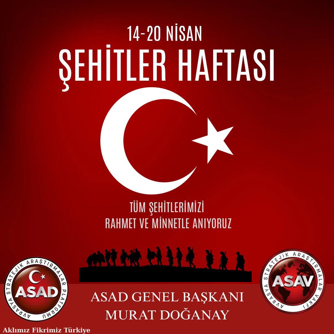 ASAD ve ASAV: 14-20 Nisan Şehitler Haftası kutlu olsun
<a href="/aydinagaoglu/">Aydın Ağaoğlu (DM KAPALI)</a> <a href="/avibrahimgullu/">Av. İbrahim Güllü</a> #sehitlerhaftası
<a href="/muratdoganay07/">Murat Doğanay</a> <a href="/asadplatform/">Asad platformu</a>