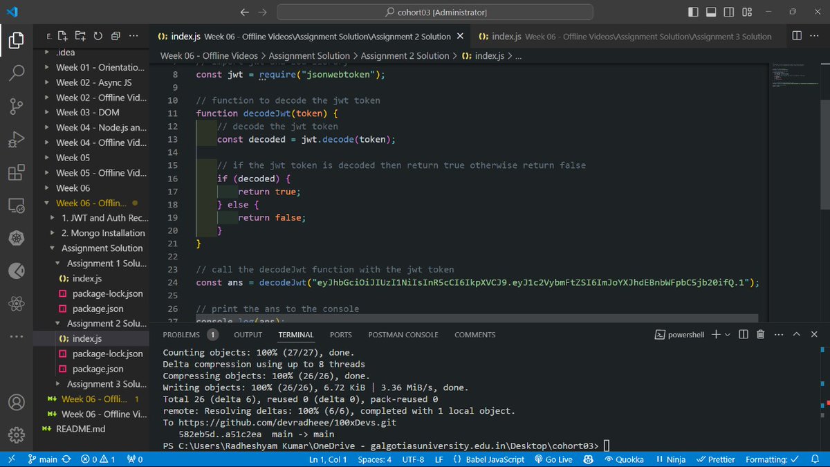devradheee's tweet photo. Day - 11🚀
Eleven day of 100xDevs Cohort 3.0! Today, I completed a week 06 assignment and Learned middlewares and cors.✅
@kirat_tw
#cohort #harkiratsingh #codeforcode #webdeveloper #100daysofcoding #codes #100xDevs #developers #Grok https://t.co/aoi437keKu