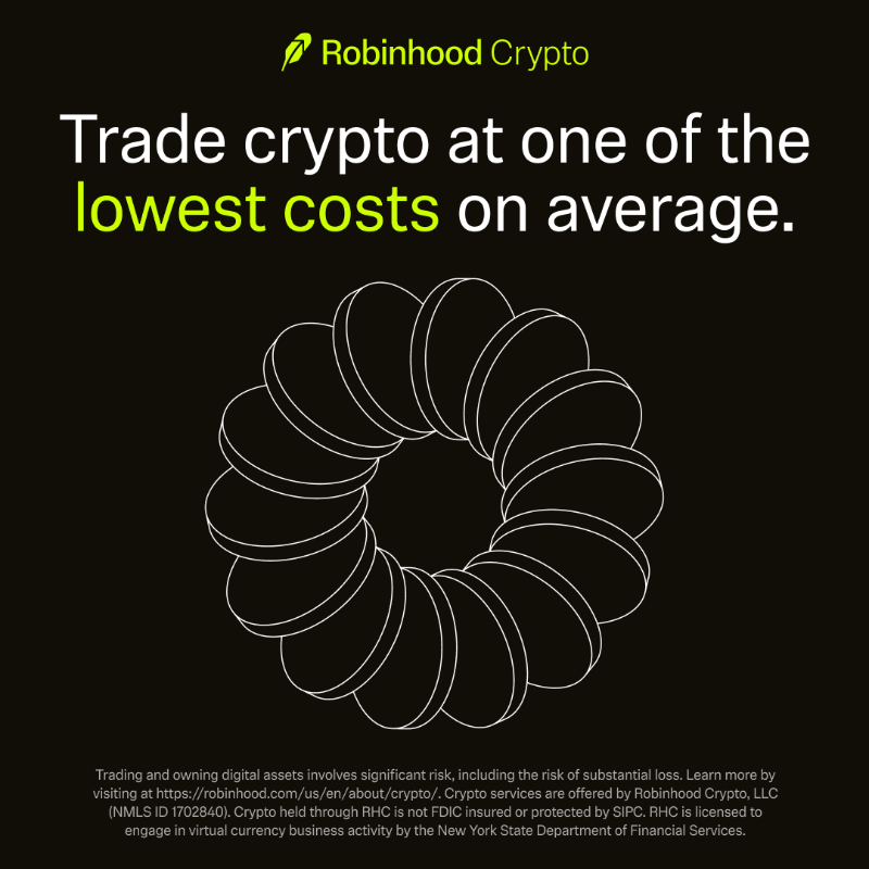 RobinhoodApp's tweet photo. Trade BTC, ETH, DOGE and more 24/7 with Robinhood Crypto.