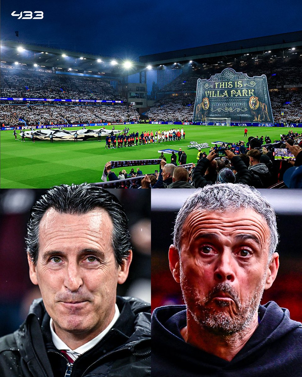 433's tweet image. UCL or UEL? 😅 The Europa League anthem was mistakenly played at Villa Park before Aston Villa 🆚 PSG 😶