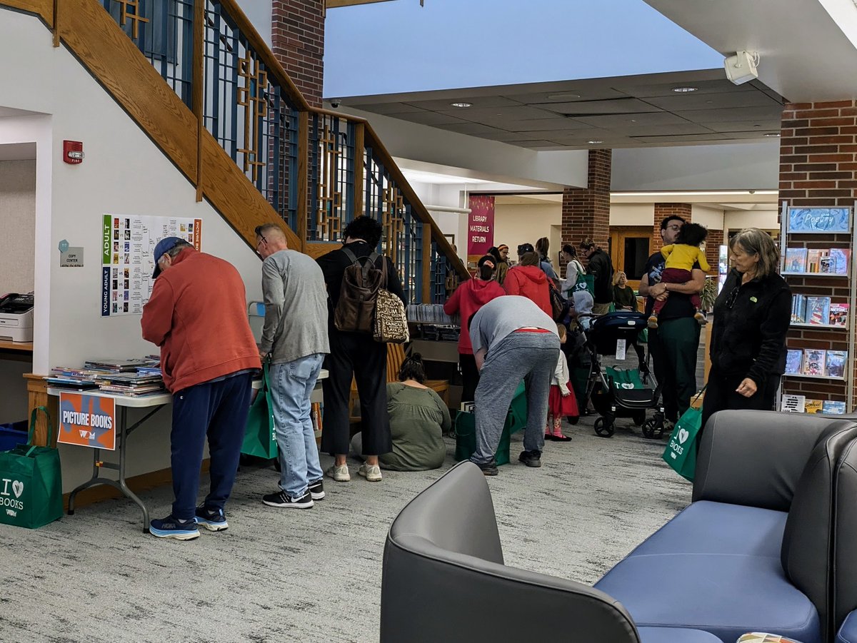 Our community is showing up for our $5 Bag Book Sale! Thank you so very much! We will keep refilling tables until we are completely out of our inventory!