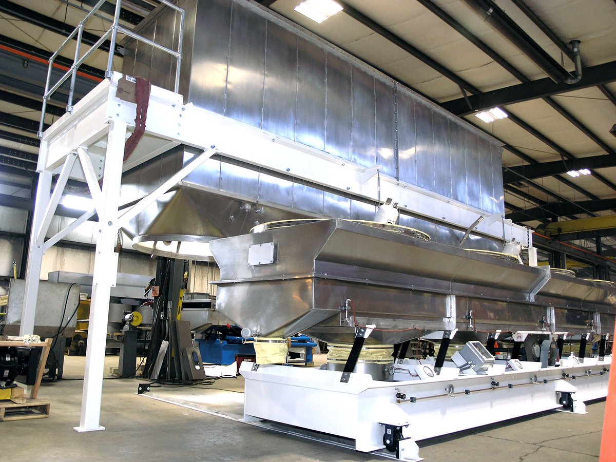 A 4’ wide x 24’ long Fluid Bed Dryer with Integral Dust Collector getting ready for shipment.
This special type of Fluid Bed Processor is designed for products with small particle sizes, which can be problematic on other machines.  
#wittecompany #madeinusa #witte