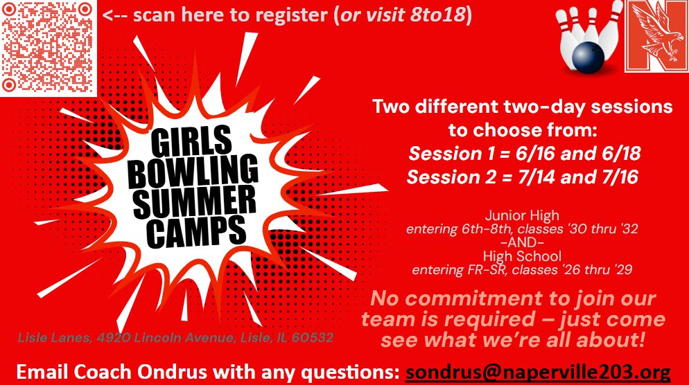 RedhawksGBowl (@redhawksgbowl) on Twitter photo We're looking for future Redhawks from <a href="/LJHSLancers/">Lincoln Lancers</a>, <a href="/MJHS203/">MJHS203</a>, and <a href="/KJHSEagles/">Kennedy Eagles</a> for our Girls Bowling Summer Camps! Sign up with a friend to see what we're all about! Sign up for the June session, July session, or both! Registration link: manage.snap.app/register/naper… We're looking for future Redhawks from <a href="/LJHSLancers/">Lincoln Lancers</a>, <a href="/MJHS203/">MJHS203</a>, and <a href="/KJHSEagles/">Kennedy Eagles</a> for our Girls Bowling Summer Camps! Sign up with a friend to see what we're all about! Sign up for the June session, July session, or both! Registration link: manage.snap.app/register/naper…