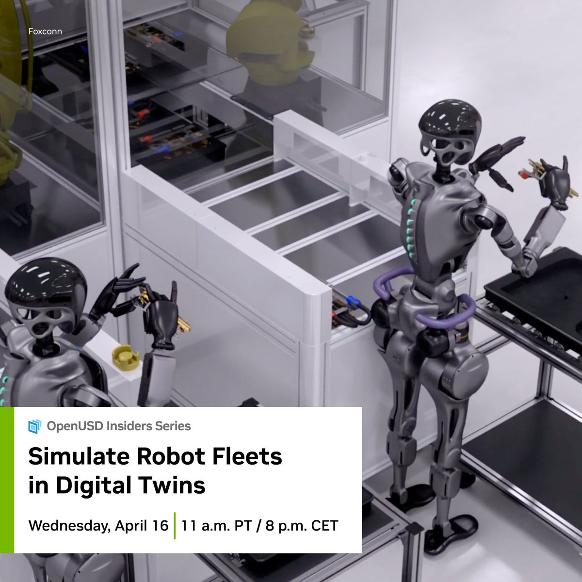 The Mega #NVIDIAOmniverse Blueprint is enabling developers to build and test intelligent robot fleets using #DigitalTwins. 👏

Join this week’s livestream to:
✅ Dive into an in-depth overview
✅ Walk through a virtual warehouse scenario using a sample scene
✅ Hear how