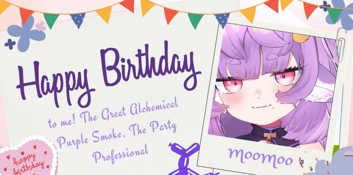 PhaseConnect's tweet image. [Birthday Stream]

Mooove over! It&apos;s time for the Great Alchemical Purple smoke to turn another year older! 🥳

Join Muyu as she celebrates her birthday! 🎂
With probably no explosions...she&apos;s a party professional!

📅 4.15 - 2 PM PDT / 5 PM EST
🔗youtube.com/live/lv1fWhaCU…