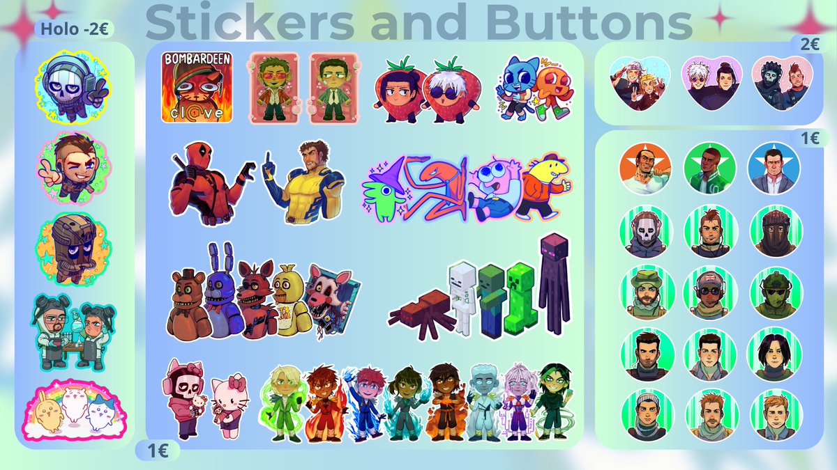 <a href="/JW_Arte/">JW Art</a> 🫧Holi! Soy MinianVeinte y estaré en la zona AH 15. Aquí dejo mi catálogo, tengo un poco de todo :D (videojuegos, series, películas) Se aceptan preorders! <3 #SalonDelMangaDeAlicante