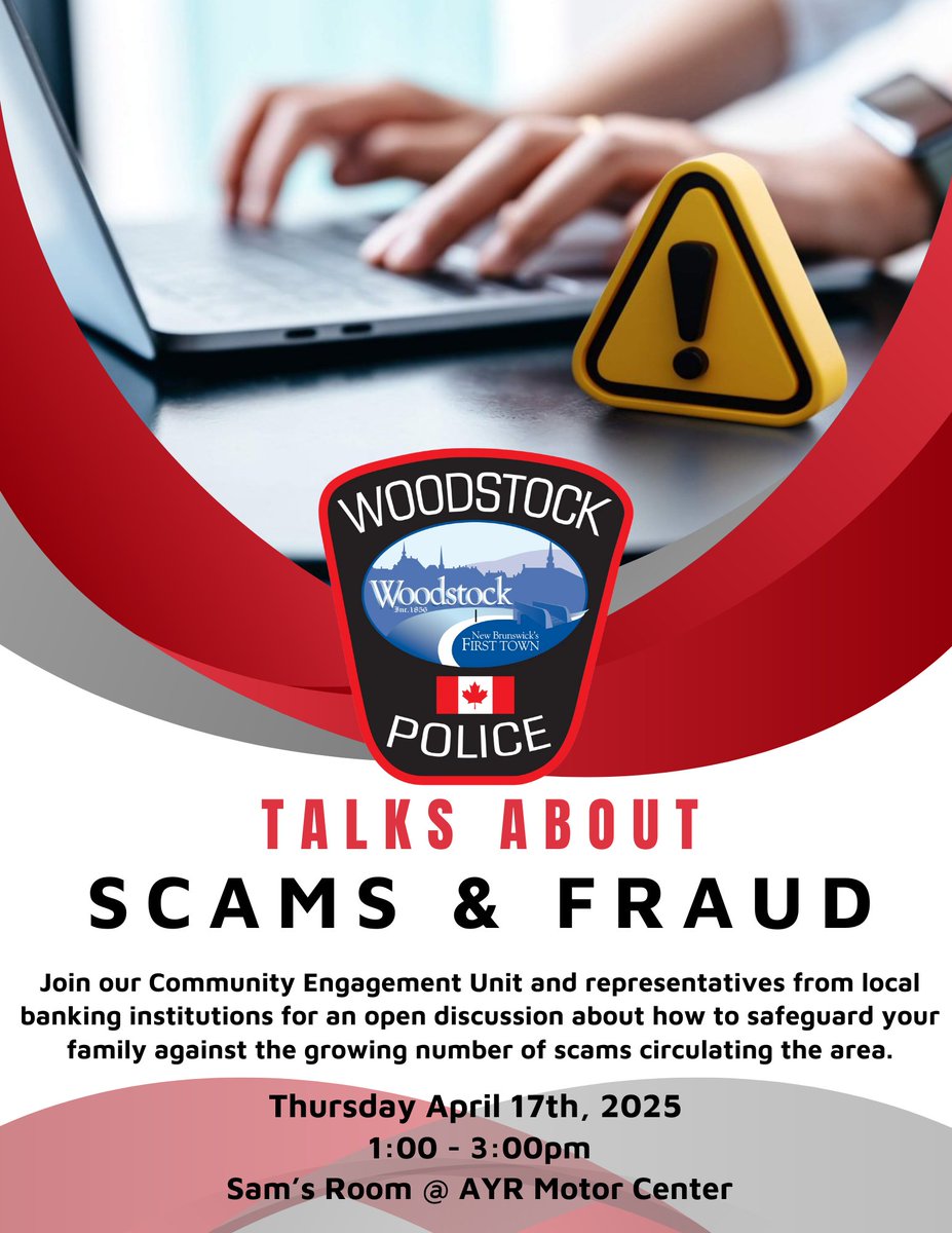 WPF's Community Engagement Unit and local financial institutions want to educate you on safeguarding you and your family against scams and frauds. Please join us THIS THURSDAY from 1pm-3pm at Ayr Motor Centre.