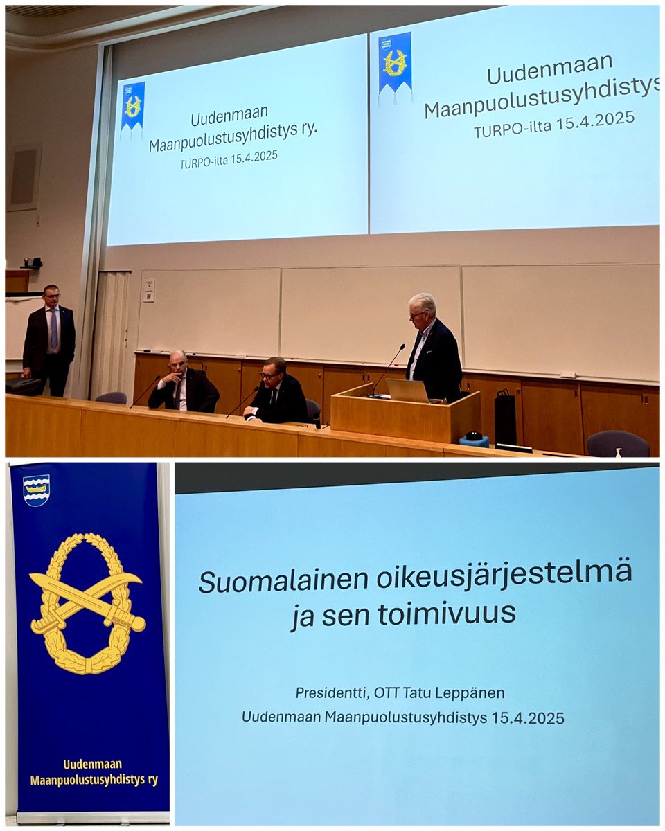 Uudenmaan Maanpuolustusyhdistyksen upeassa #turpo’illassa tarkastelussa suomalainen #oikeusjärjestelmä, rautaisina asiantuntijoina Korkeimman oikeuden presidentti Tatu Leppänen &amp; Valtakunnan syyttäjä Ari-Pekka Koivula. Pj <a href="/JuhaHakola/">Juha Hakola</a> johti illan, tj <a href="/MarkkuJ/">Markku Jämsä</a>:n kera
#turvallisuus