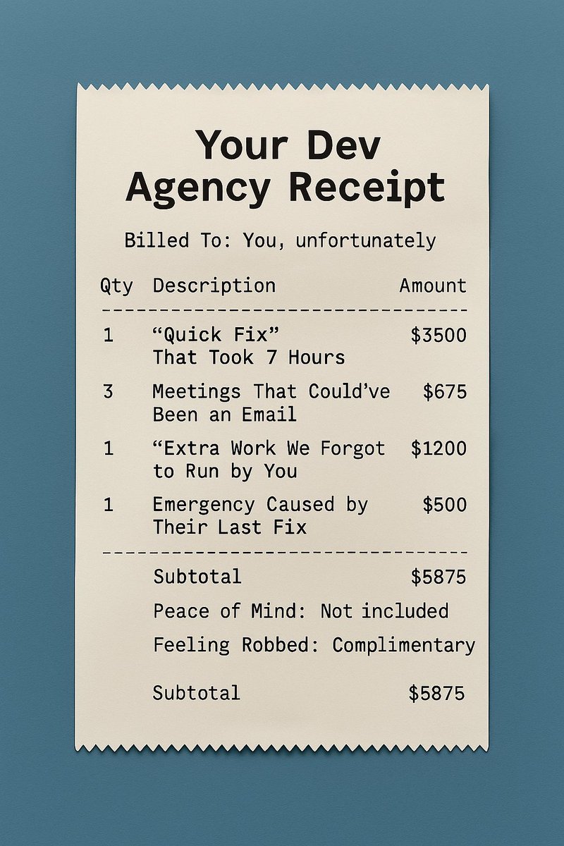 Ever get a bill from your dev agency and wonder what exactly you just paid for? 🫠

At Patmos, there are no mystery charges, sneaky scope creep, or fix-then-break-then-fix-again cycles. Just reliable work, transparent pricing, and honest communication.

Say goodbye to