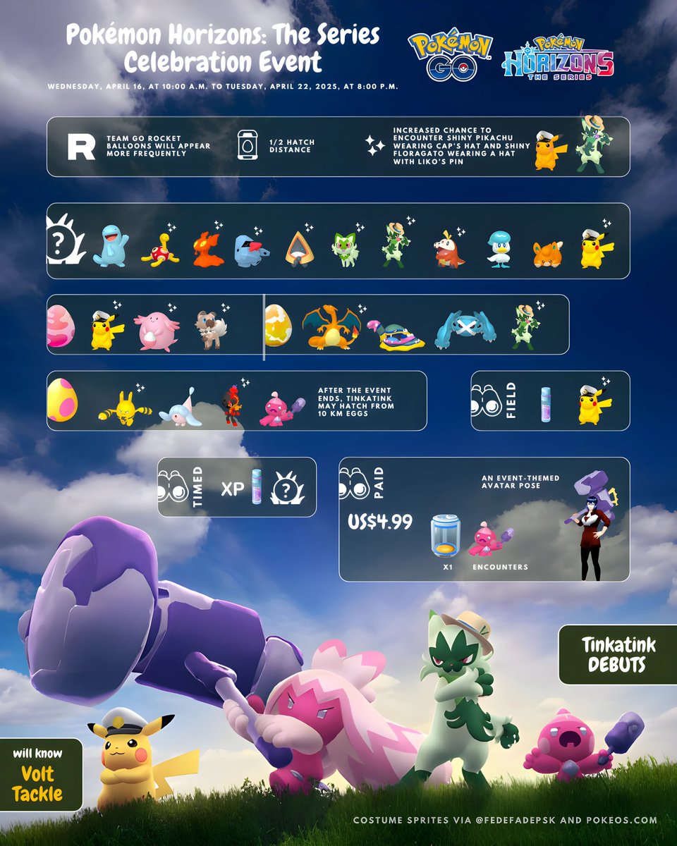 ✨ Pokémon Horizons Celebration Event ✨

A collaboration event between #PokémonGO and #PokémonHorizons is beginning soon! ✨