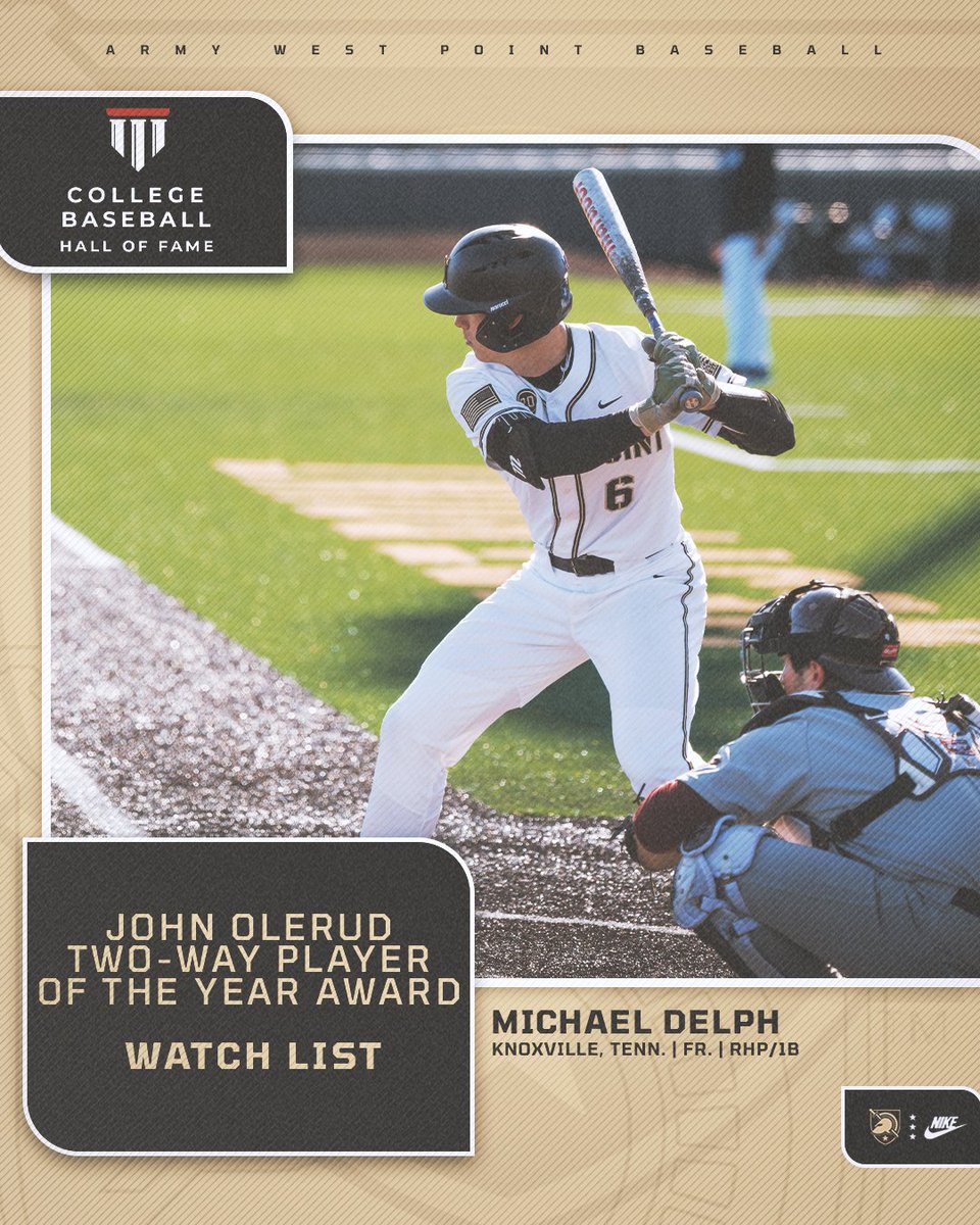 ArmyWP_Baseball's tweet image. Doing it both ways ✌️

The John Olerud Two-Way Player of the Year Award Watch List is out, and we had 2⃣ guys make it!

Congratulations to Justin Lehman and Michael Delph!

📰 bit.ly/4cxpNcV