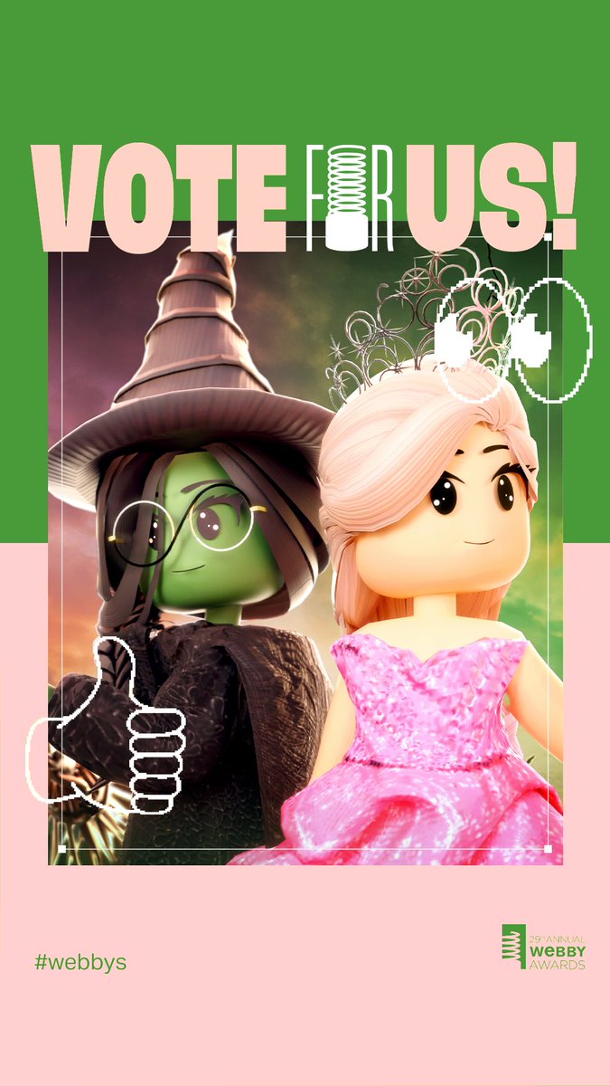 wickedmovie's tweet image. Wicked RP on Roblox has been nominated for a Webby!
Vote for us now:
vote.webbyawards.com/PublicVoting#/…