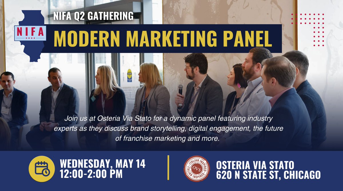 We are just one Month Away! Join us on May 14 for the next NIFA gathering, where we’ll explore the evolving world of Modern Marketing—from brand storytelling and digital engagement to strategies that truly move the needle. Secure your spot today! eventbrite.com/e/nifa-q2-lunc…
