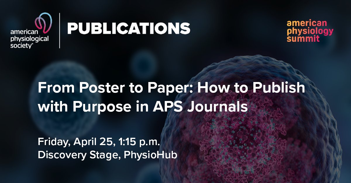 APS Publications (@apspublications) on Twitter photo Getting geared up for #APS2025? Add this Publish with Purpose session presented by @apspublications to your schedule 🗓️
Friday April 25 1:15 PM
From Poster to Paper: How to Publish with Purpose in <a href="/APSPhysiology/">American Physiological Society</a> Journals
Baltimore Convention Center PhysioHub Discovery Stage Getting geared up for #APS2025? Add this Publish with Purpose session presented by @apspublications to your schedule 🗓️
Friday April 25 1:15 PM
From Poster to Paper: How to Publish with Purpose in <a href="/APSPhysiology/">American Physiological Society</a> Journals
Baltimore Convention Center PhysioHub Discovery Stage