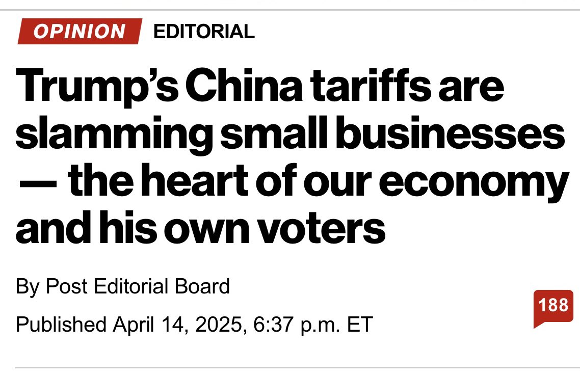 mpetricone's tweet image. The @nypost is right—tariffs are crushing small businesses. But there’s still time to fix this. At last week’s #CTATechWeek we heard from founders on the brink. Let’s give them a fighting chance. End the tariffs. Unleash innovation.