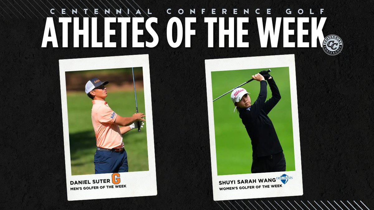 CentennialConference (@centennialconf) on Twitter photo GOLF | ATHLETES OF THE WEEK
<a href="/gburgbullets/">Gettysburg College Athletics</a> Daniel Suter & <a href="/GoDiplomats/">GoDiplomats.com</a> Shuyi Sarah Wang grab #CentConf weekly accolades
📰 bit.ly/4jwrx8n
#IgnitingGreatness #CCmgolf #CCwgolf #d3mgolf #d3wgolf GOLF | ATHLETES OF THE WEEK
<a href="/gburgbullets/">Gettysburg College Athletics</a> Daniel Suter & <a href="/GoDiplomats/">GoDiplomats.com</a> Shuyi Sarah Wang grab #CentConf weekly accolades
📰 bit.ly/4jwrx8n
#IgnitingGreatness #CCmgolf #CCwgolf #d3mgolf #d3wgolf