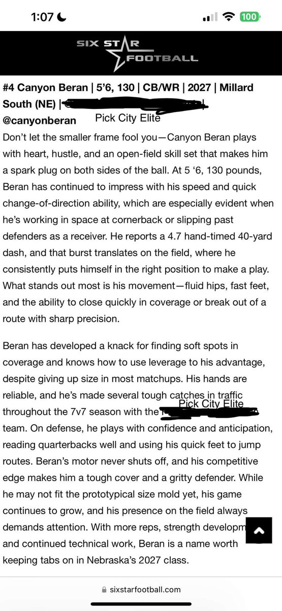 Thank you <a href="/sixstarfootball/">Six Star Football | PLUS+</a> for the write up from Back2Ballin this weekend! <a href="/PickCityElite/">Pick City Elite 7v7</a> <a href="/MSouthFootball/">Millard South Football</a>