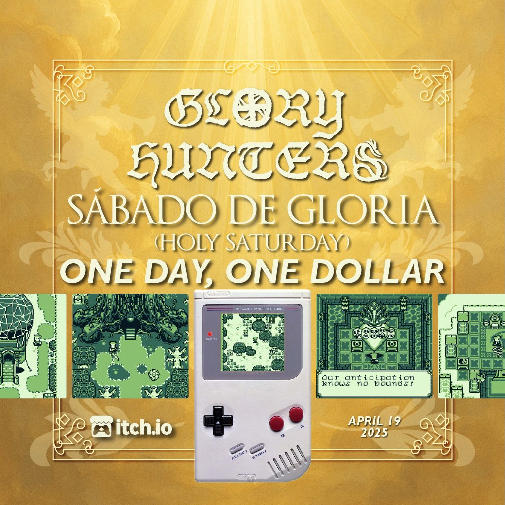 In Mexico, Holy Saturday is called “Sábado de Gloria”—and honestly, there’s no better name for one of the most glorious sales #GloryHuntersGame has ever seen.

Mark your calendars: April 19
☄️A divine deal is coming your way!💫
itch.io/s/151470/glory…
