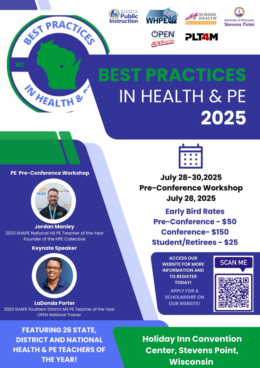 Will Westphal (@willwestphal) on Twitter photo The next 2 amazing reasons to head to #WIBestPracticesHPE
2020 Southern District MS TOY & our keynote speaker <a href="/lporterPE/">LaDonda Porter</a>
2025 Southern District Elem TOY <a href="/JrV4Victory/">Victor Spadaro Jr</a>
See you in July #PhysEd
www3.uwsp.edu/conted/Pages/Bā¦
Scholarships:
uwsp.az1.qualtrics.com/jfe/form/SV_... The next 2 amazing reasons to head to #WIBestPracticesHPE
2020 Southern District MS TOY & our keynote speaker <a href="/lporterPE/">LaDonda Porter</a>
2025 Southern District Elem TOY <a href="/JrV4Victory/">Victor Spadaro Jr</a>
See you in July #PhysEd
www3.uwsp.edu/conted/Pages/Bā¦
Scholarships:
uwsp.az1.qualtrics.com/jfe/form/SV_...