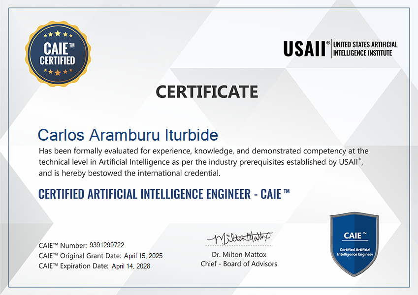 🚀 Officially a Certified AI Engineer (CAIE)! I am proud to stand at the intersection of medicine and technology — as both a medical doctor and now a certified AI engineer.  

The future of Esculap.io is coming into focus, and I couldn’t be more excited about what