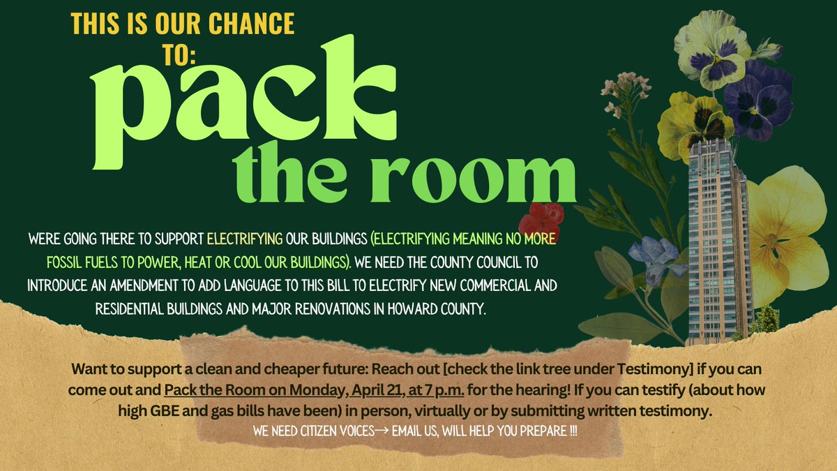 We didn't elect BGE, but they're benefiting from new bill. Help us ensure your and future generations health by coming out and packing the room, reach out and let us know if you can come out. Read down below how to sign up and testify. (tr.ee/FyLfSpM2ox)