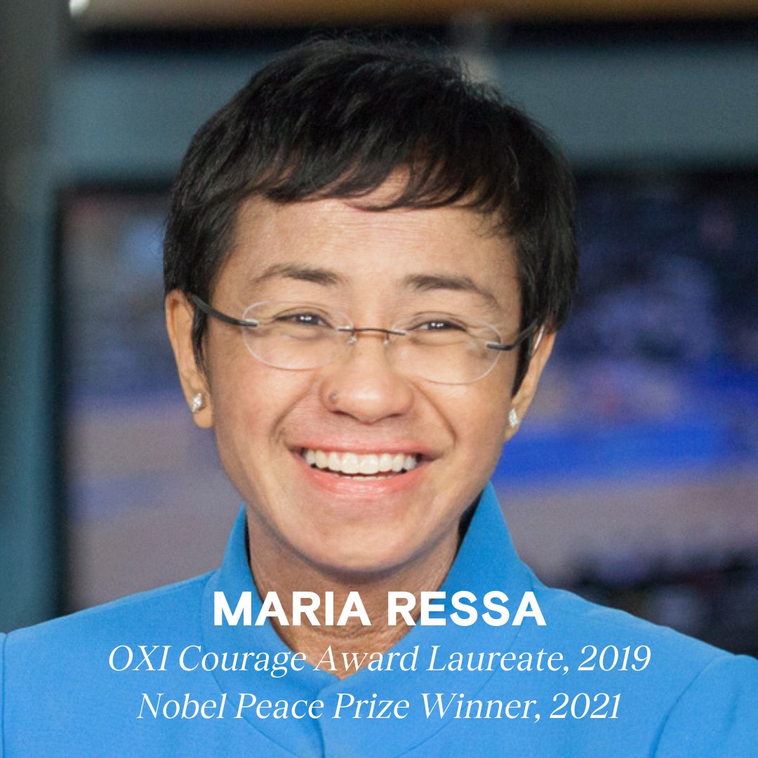 oxidayfndation's tweet image. Two OXI Courage Laureates have won the Nobel Peace Prize after being recognized at our ceremony:
- @maria_ressa: Journalist and an outspoken critic of the Phillipines’ government.
- @nadia_murad: A brave advocate for gender equality.
Learn more: oxidayfoundation.org/annual-celebra…