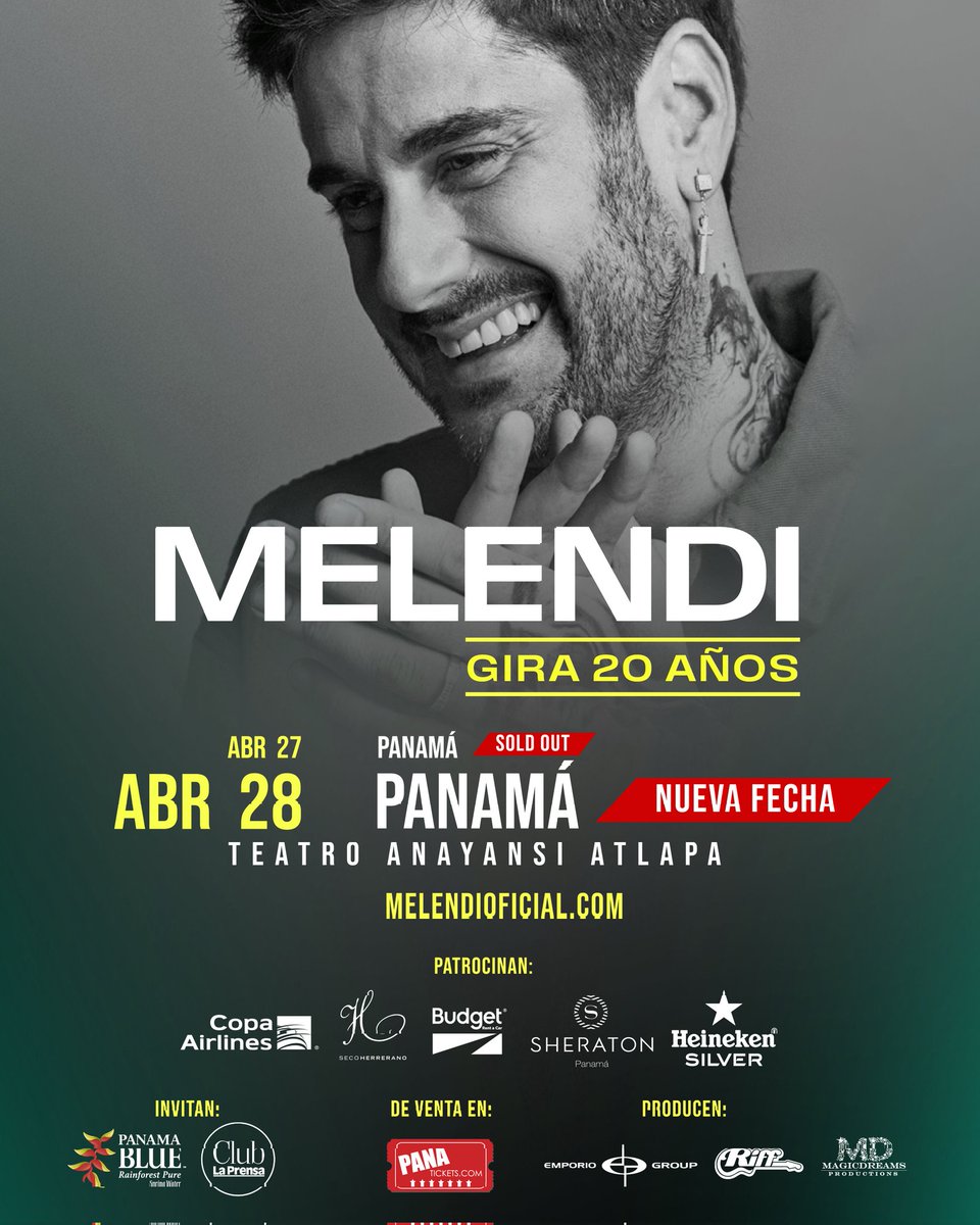 elcuaracom's tweet photo. Dos noches mágicas que vamos a vivir este 27 y 28 de abril con los conciertos de @MelendiOficial en Panamá. Busca tus entradas que ya casi no quedan para la 2da fecha. 🚀✍️🏻🔥 https://t.co/kSTyL2Ausq