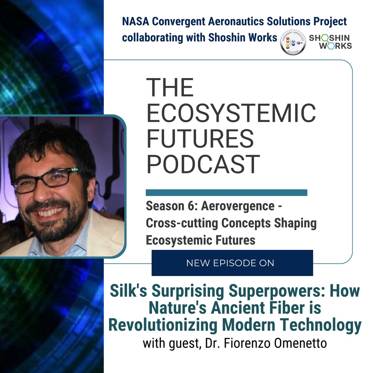 ShoshinWorks's tweet image. What if silk—yes, that ancient luxury fabric—holds the key to revolutionary resilient technology? In our latest #EcosystemicFutures episode, Dr. Fiorenzo Omenetto reveals how his team at @TuftsUniversity transforms silk into medical sensors, virus detectors, and food preservation…
