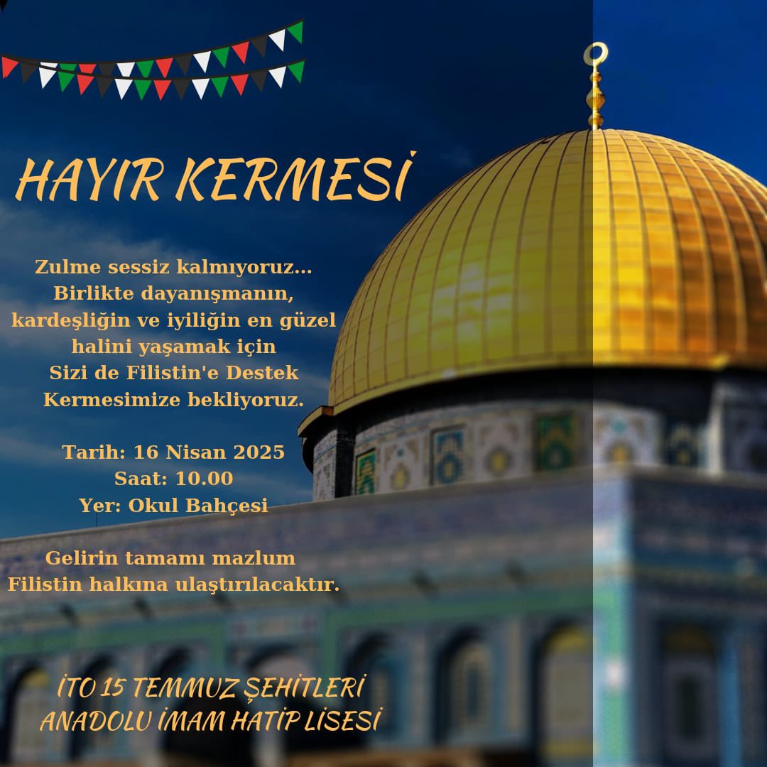 📌Sizleri Hayır Kermesimize bekliyoruz. <a href="/EsenlerIlceMEM/">Esenler İlçe Millî Eğitim Müdürlüğü</a> <a href="/istanbulilmem/">İstanbul İl Millî Eğitim Müdürlüğü</a> <a href="/meb_dinogretimi/">MEB Din Öğretimi Genel Müdürlüğü</a>