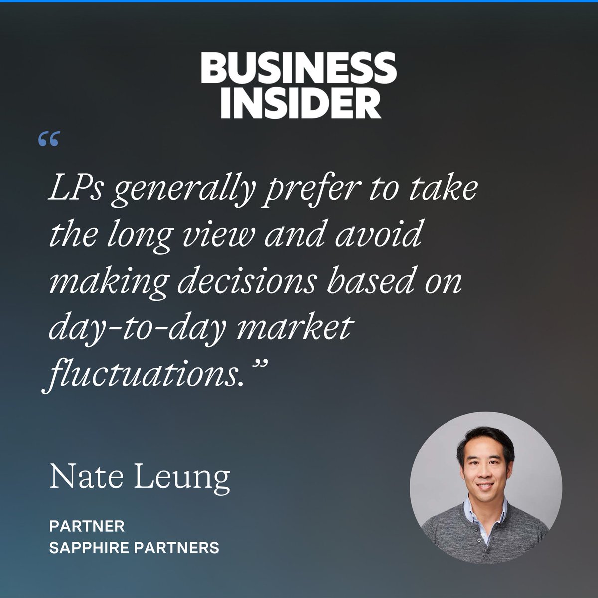 OpenLP (@open_lp) on Twitter photo 🧊 LPs aren’t immune to market chills & as volatility ripples across capital markets, some are pausing to wait for clarity - while others are playing the long game.
<a href="/SapphirePrtnrs/">Sapphire Partners</a> Partner + @OpenLP cofounder <a href="/natewcl/">Nate Leung</a> weighed in via <a href="/BusinessInsider/">Business Insider</a>, reminding us even with 🧊 LPs aren’t immune to market chills & as volatility ripples across capital markets, some are pausing to wait for clarity - while others are playing the long game.
<a href="/SapphirePrtnrs/">Sapphire Partners</a> Partner + @OpenLP cofounder <a href="/natewcl/">Nate Leung</a> weighed in via <a href="/BusinessInsider/">Business Insider</a>, reminding us even with