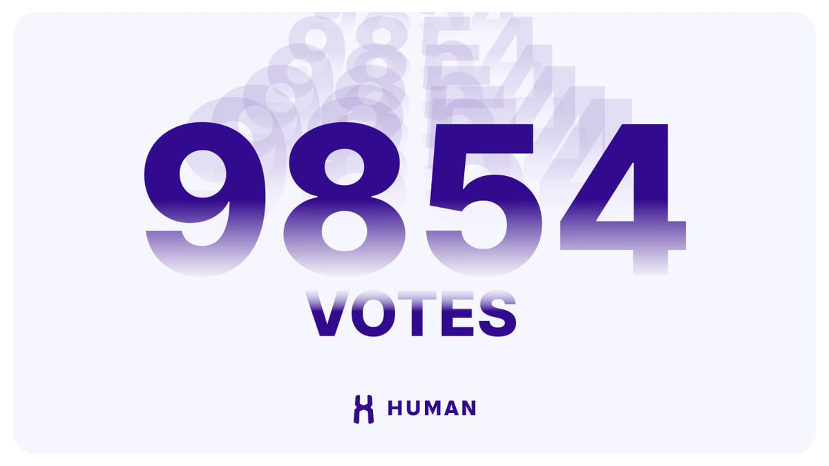 🗳 The first Human Governance vote has concluded!

✅ Proposal Passed: Token-locking will boost user reputation on the HUMAN App — driving more trust and higher rewards.

📊 Total Votes: 9,854

🙌 Thank you to everyone who participated and shaped the future of Human Protocol.
