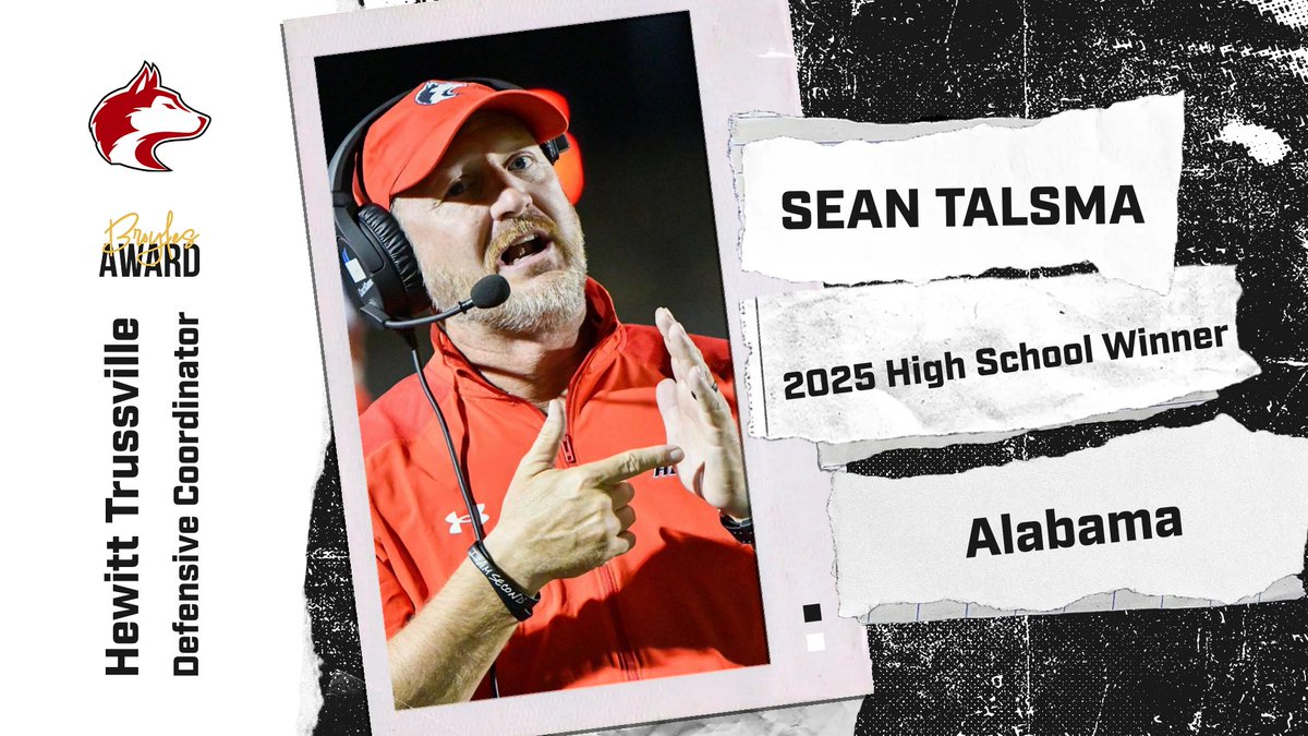 The Broyles Award (@broylesaward) on Twitter photo Congrats to @CoachSeanTalsma on being named the 2025 High School Broyles Award (Presented by @fieldturf) winner for Alabama! 🏆 His impact at Hewitt-Trussville is unmatched. Well deserved!
<a href="/joshfloydHT/">Josh Floyd</a> <a href="/HuskyFast/">Hewitt-Trussville FB</a> Congrats to @CoachSeanTalsma on being named the 2025 High School Broyles Award (Presented by @fieldturf) winner for Alabama! 🏆 His impact at Hewitt-Trussville is unmatched. Well deserved!
<a href="/joshfloydHT/">Josh Floyd</a> <a href="/HuskyFast/">Hewitt-Trussville FB</a>