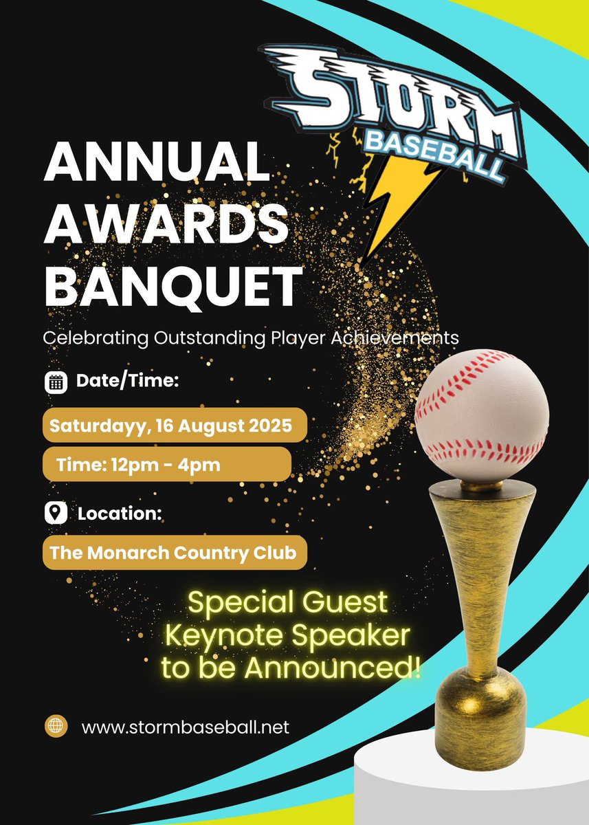 We’re excited to announce the Annual PSL Storm Baseball Awards Banquet! 🌩️🏆

Get ready for an evening of awards, food, fun, and a few surprises too! 💥

More details coming soon—we can’t wait to celebrate with you!

#PSLStorm #StormPride #BaseballBanquet #StormStrong #baseball