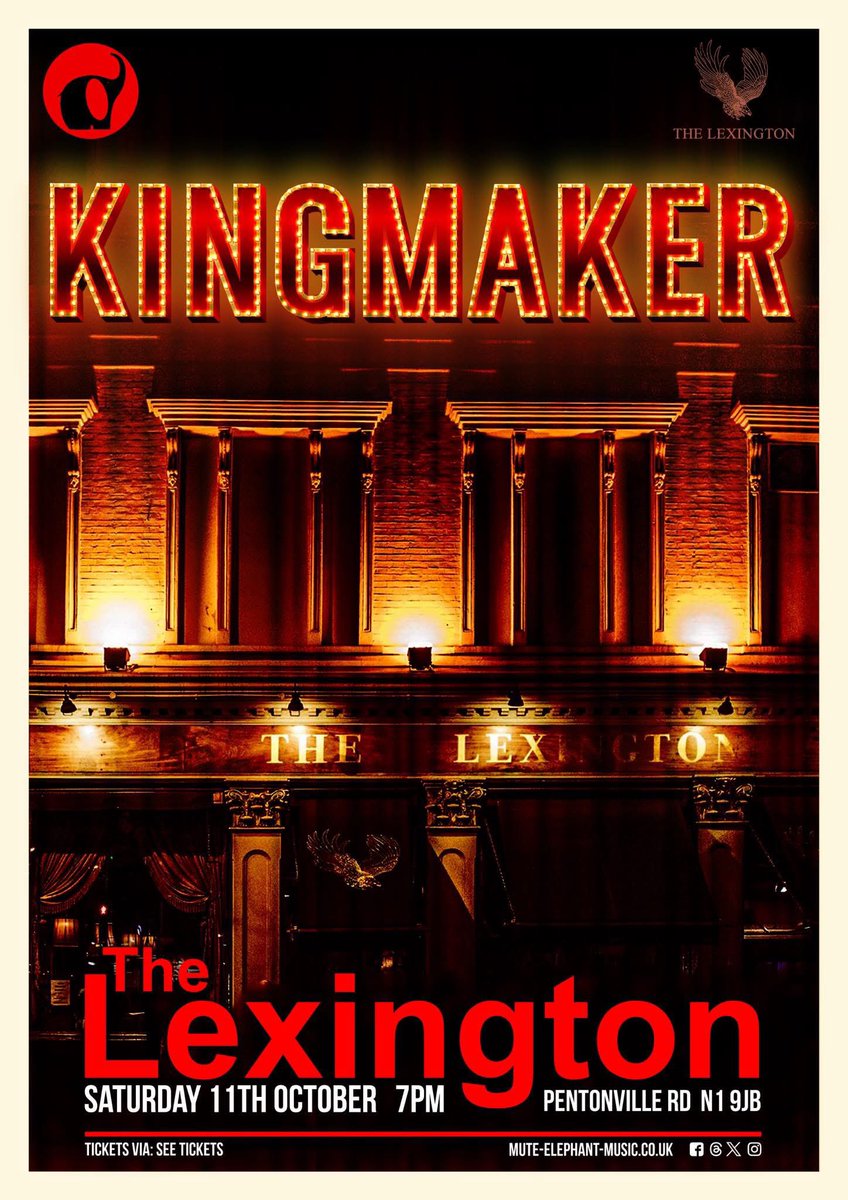 **TICKET LINK!**

seetickets.com/event/kingmake…

<a href="/thelexington/">The Lexington</a> <a href="/MuteElephant/">Mute Elephant Music</a>