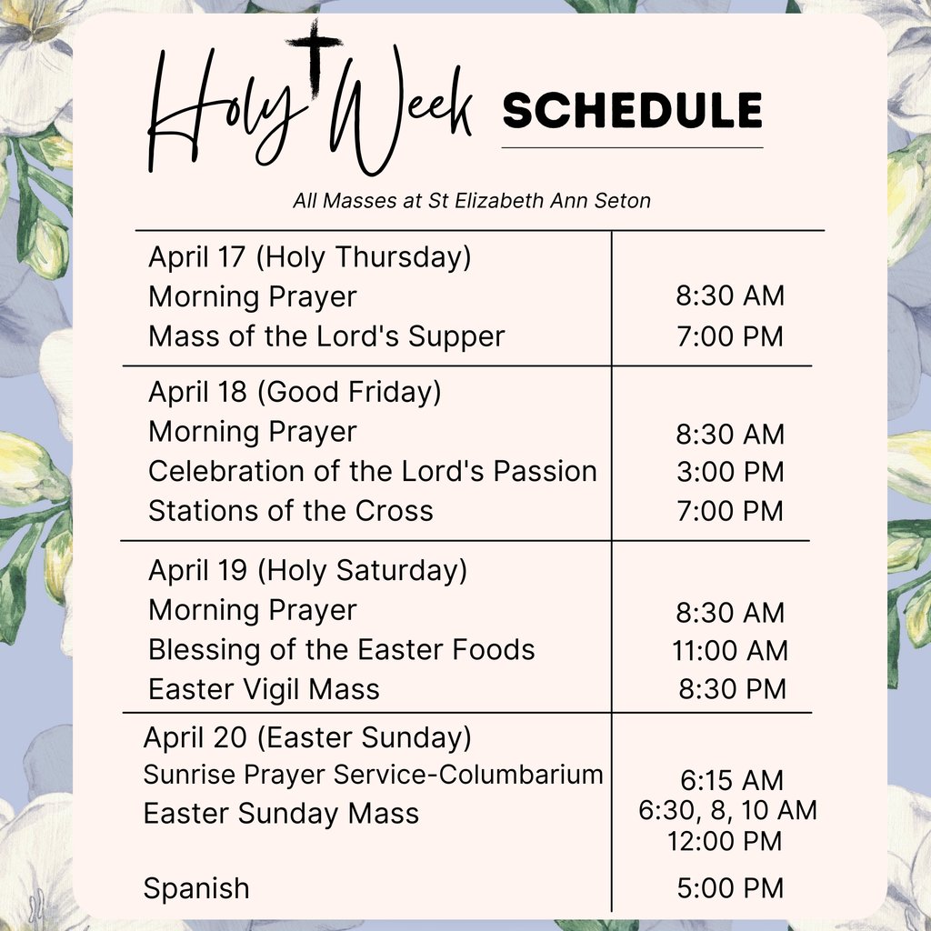 MotherSetonPC's tweet photo. Join us this Holy Week at Mother Seton! https://t.co/ZxMKbHJzGp