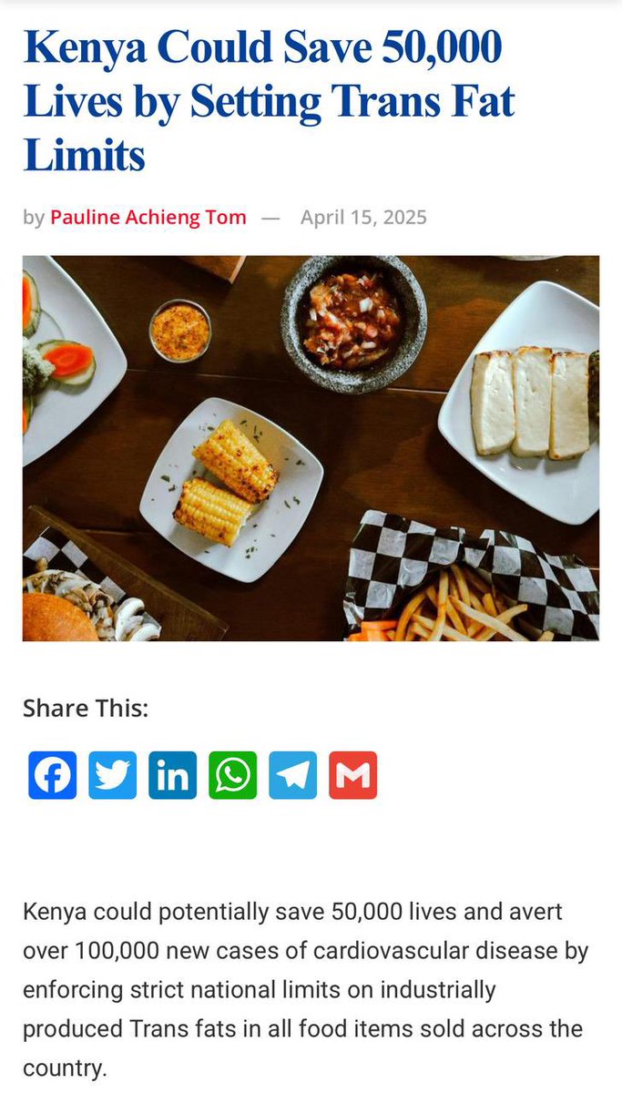 Trans fats have zero health benefits. Absolutely none. You may try to find some justification but the science is clear. They offer no benefits and cause 100 per cent harm. The health effects are severe and cannot be ignored.
#TransFatFreeKenya #TransFatFreeEAC