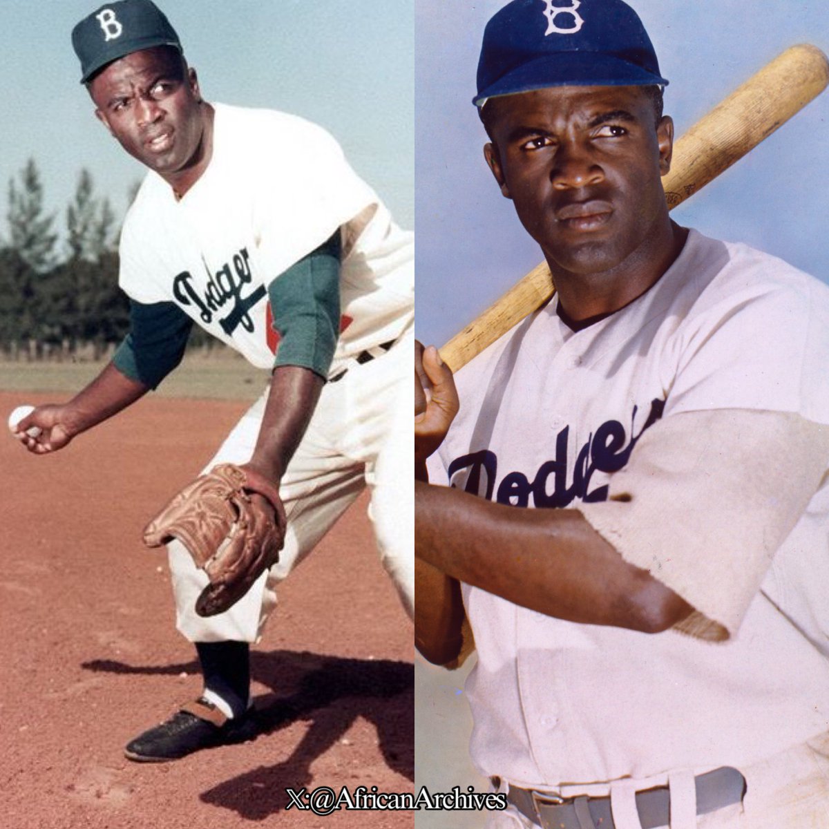 AfricanArchives's tweet image. On this day in 1957, After more than 50 years of segregation, Jackie Robinson broke the color barrier with his Major League Baseball debut.
Happy Jackie Robinson Day! 🧢⚾️
