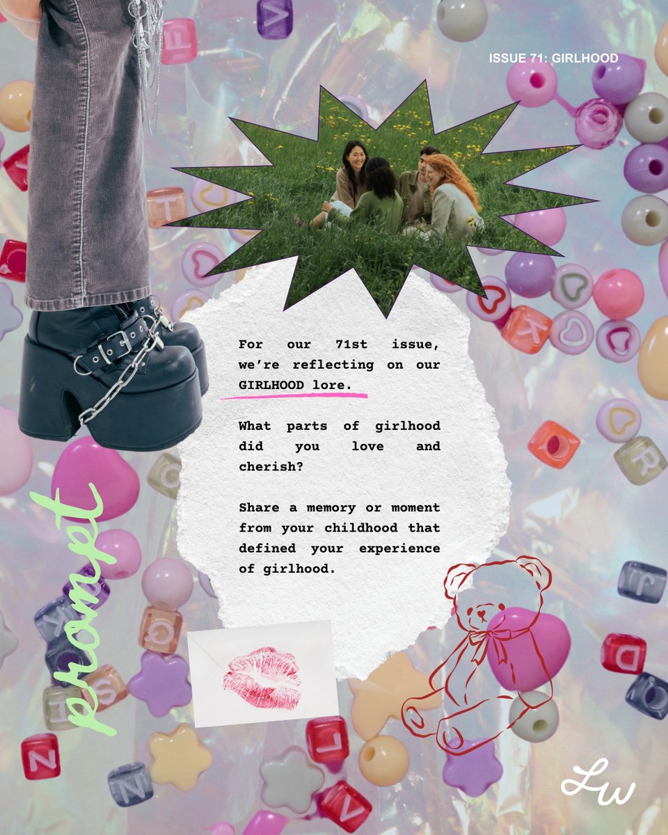 For our 71st issue, we’re reflecting on our GIRLHOOD lore. What parts of girlhood did you love and cherish? Share a memory or moment from your childhood that defined your experience of girlhood. 

Open call for submissions: forms.gle/BDPWKkmyLDRezA…