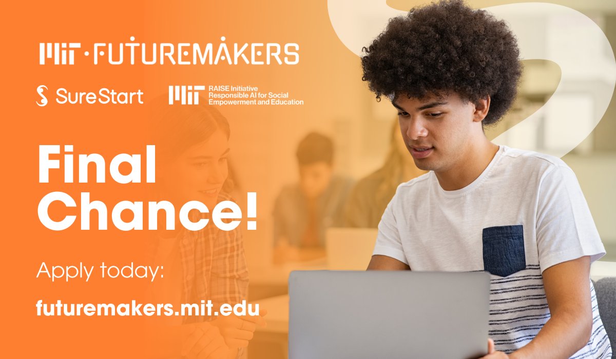 ⏳ Last week to apply for #MITFutureMakers 2025!

Join our virtual summer program to build real-world projects and grow your #AI skills! 🎓💡🚀

Don’t miss your shot — apply by April 18 ➡️ futuremakers.mit.edu

#AIEducation #FutureLeaders