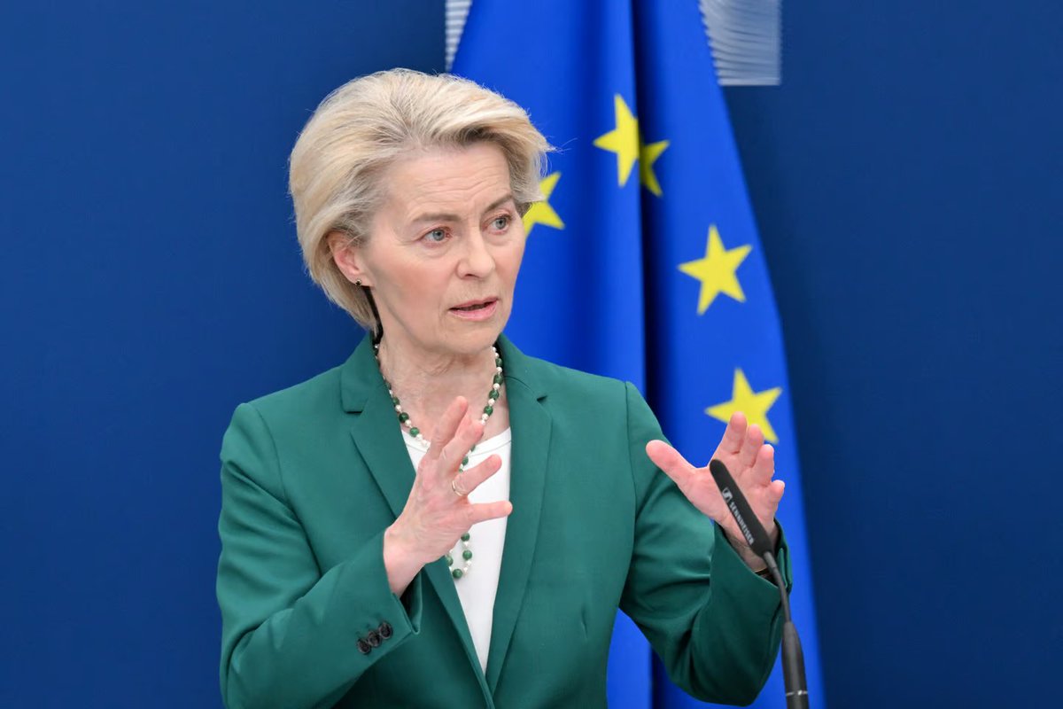 ianbremmer's tweet image. european commission head ursula von der leyen sees a “positive side effect” of trump’s tariff war:
 
“everyone is asking for more trade with europe…[it’s about] establishing common rules and it is about predictability. europe can deliver that.”