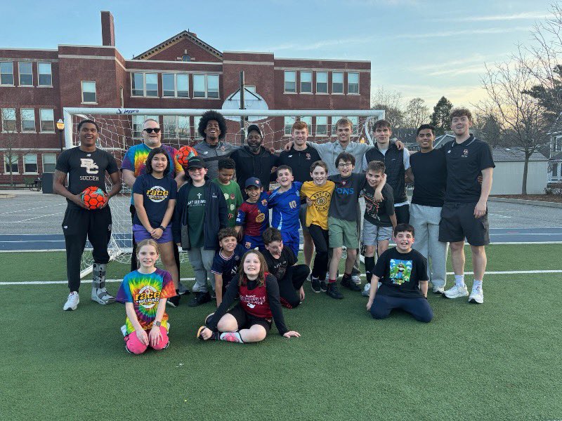A few Eagles got to spend an afternoon playing soccer with the students at Saint Columbkille Partnership School!