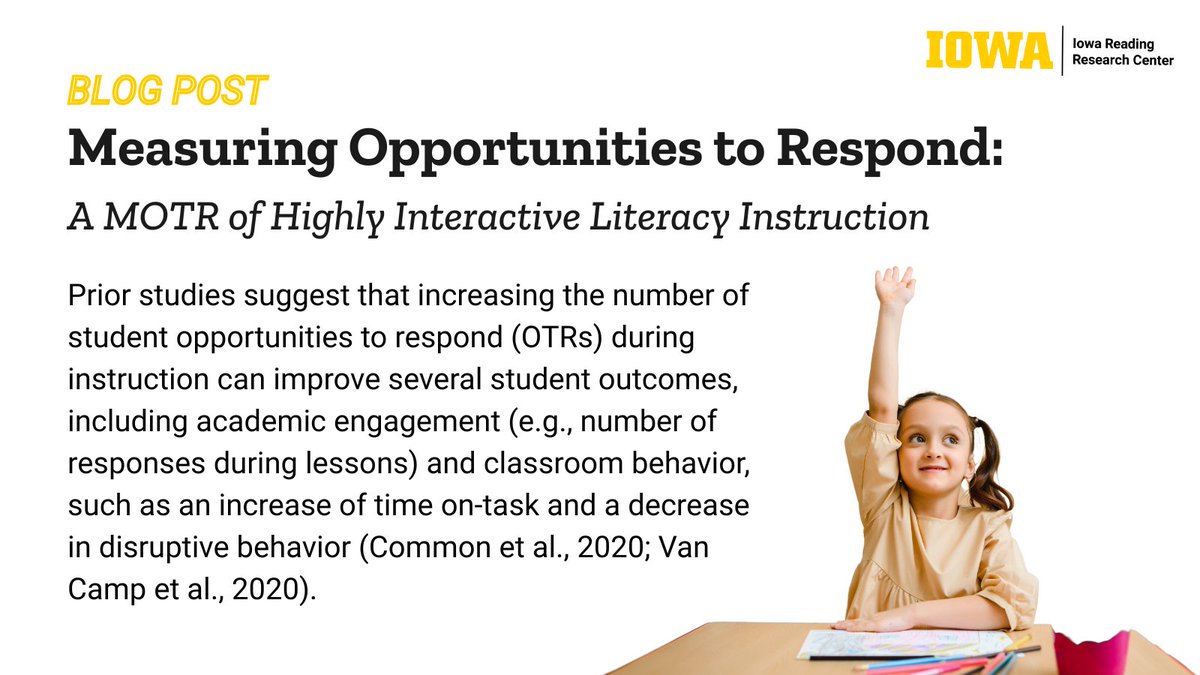 Providing opportunities for students to respond during a lesson is an important part of explicit literacy instruction. Read our latest blog post to learn how to improve these opportunities to respond (OTRs) and to hear a bit about our forthcoming online application for measuring