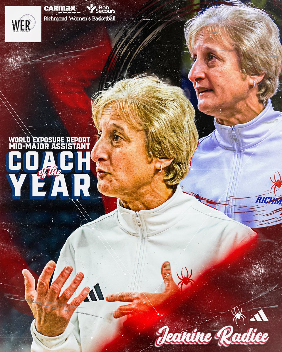 Richmond Womenโs Basketball (@spiderwbball) on Twitter photo ๐๐ข๐ -๐ญ๐ข๐ฆ๐ recognition for a ๐๐ข๐ -๐ญ๐ข๐ฆ๐ ๐๐จ๐๐๐ก. ๐ท๏ธ๐
Jeanine Radice is the <a href="/WorldExposureWB/">World Exposure Report Womenโs Basketball</a> Mid-Major Assistant Coach of the Year after helping lead the Spiders to a ๐ซ๐๐๐จ๐ซ๐-๐๐ซ๐๐๐ค๐ข๐ง๐ ๐ฌ๐๐๐ฌ๐จ๐ง.
<a href="/SpiderAthletics/">Richmond Athletics</a> | #OneRichmond ๐๐ข๐ -๐ญ๐ข๐ฆ๐ recognition for a ๐๐ข๐ -๐ญ๐ข๐ฆ๐ ๐๐จ๐๐๐ก. ๐ท๏ธ๐
Jeanine Radice is the <a href="/WorldExposureWB/">World Exposure Report Womenโs Basketball</a> Mid-Major Assistant Coach of the Year after helping lead the Spiders to a ๐ซ๐๐๐จ๐ซ๐-๐๐ซ๐๐๐ค๐ข๐ง๐ ๐ฌ๐๐๐ฌ๐จ๐ง.
<a href="/SpiderAthletics/">Richmond Athletics</a> | #OneRichmond
