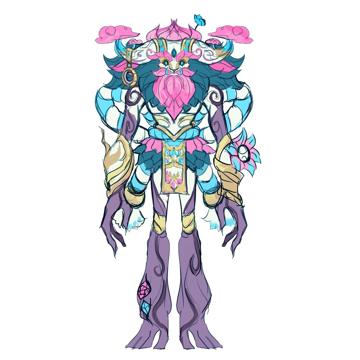 ArtyDemon's tweet image. Drew the Ivern redesign from league of legend spirit blossom skin line ….like what if he had a legendary skin!