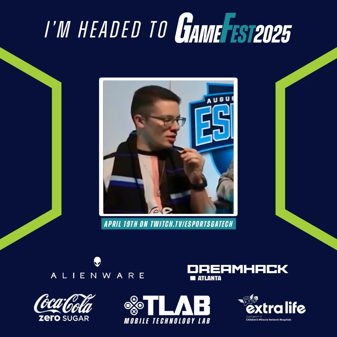 Augusta University Esports (@aug_esports) on Twitter photo We're heading to GameFest 2025 🗣️
Noah and Rodrigo will be joining our RL and Apex rosters, as well as an AU Smash Player to represent <a href="/AUG_University/">Augusta University</a> at one of the biggest LANs in the Southeast.
Shoutout to <a href="/GatechEsports/">Georgia Tech Esports</a> and <a href="/DJTJRL/">djtj</a> for hosting this amazing event. TUNE IN 🐾 We're heading to GameFest 2025 🗣️
Noah and Rodrigo will be joining our RL and Apex rosters, as well as an AU Smash Player to represent <a href="/AUG_University/">Augusta University</a> at one of the biggest LANs in the Southeast.
Shoutout to <a href="/GatechEsports/">Georgia Tech Esports</a> and <a href="/DJTJRL/">djtj</a> for hosting this amazing event. TUNE IN 🐾